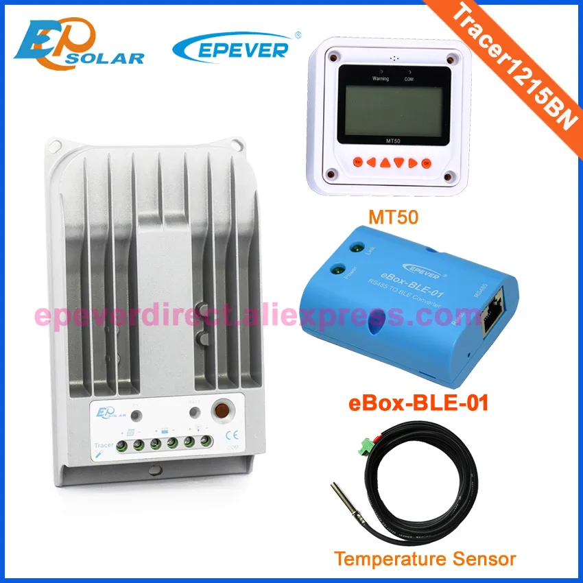 

24v mppt 10A bettery charger regulator Tracer1215BN BLE BOX&temperature sensor white MT50 remote meter 12v 24v auto work