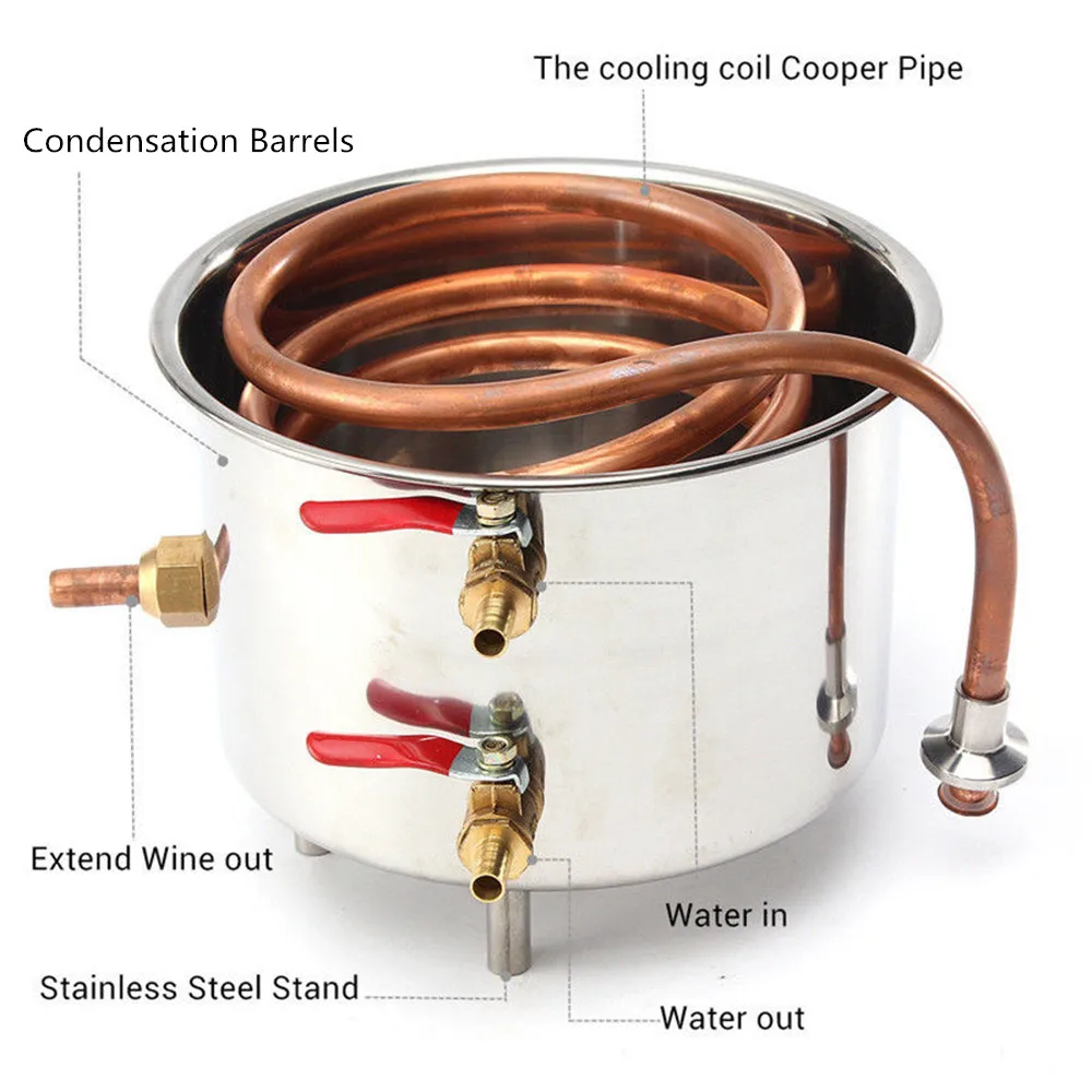 5 галлонов 20л спирт дистиллятор из нержавеющей меди вода спирт вино дистиллятор DIY Домашний Аромат эфирные масла вино пивоварения комплект