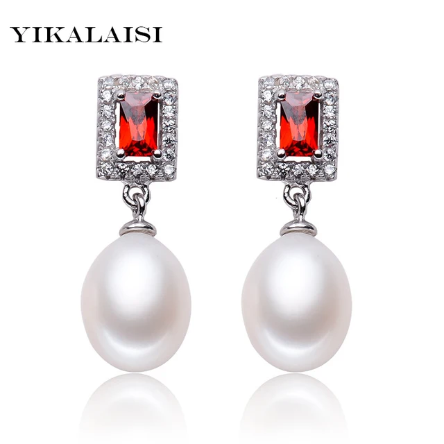 Us 8 58 49 Off Yikalaisi 2017 Pearl Jewelry Earrings For Women 925 Sterling Silver Square Rubine Vintage Style Wedding In Us 8 58 49 Off Yikalaisi 2017 Pearl Jewelry Earrings For Women 925 Sterling Silver Square Rubine Vintage Style Wedding In