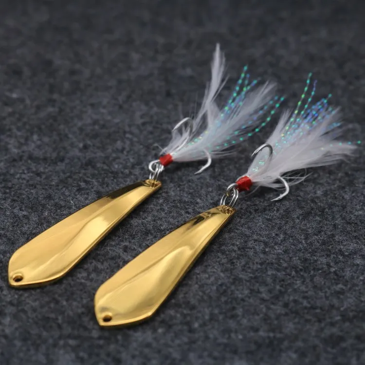 9g Metal Silver Sequins Fishing Lures Spoon Lure Hard Baits With Feather Bass Sea Lures Spinner Wobbles Fishing Tackle