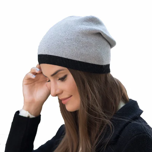 [Rancyword] Весна и осень женские зимние шапочки Skullies новое поступление популярные шапки вязанные с шерстью шапка Gorros RC1217 - Цвет: grey black