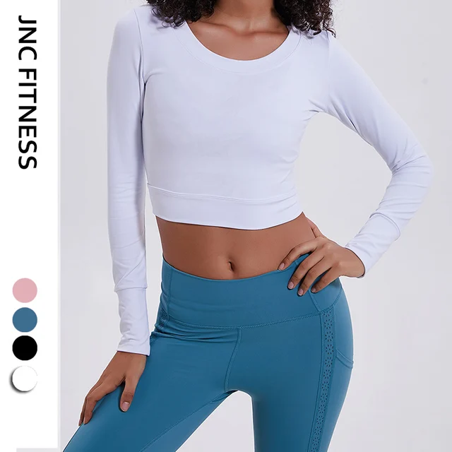 Buy Open back workout tops for women long sleeves