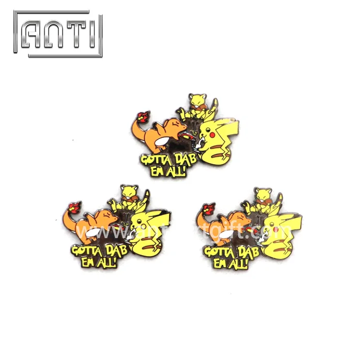 

Custom hard enamel lovely animal Pikachu with its friends lapel pin high quality badge no MOQ