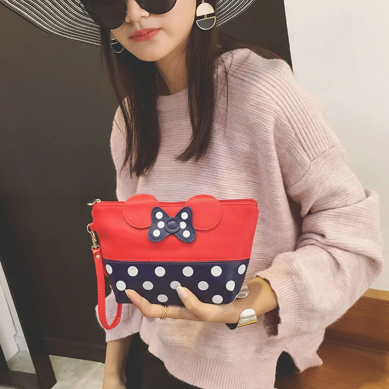 ملون ميكي نمط حقائب للزينة جميل السيدات حقيبة مستحضرات تجميل المحمولة حقيبة سفر لمستحضرات التجميل الغرور ضرورة ماكياج المنظم