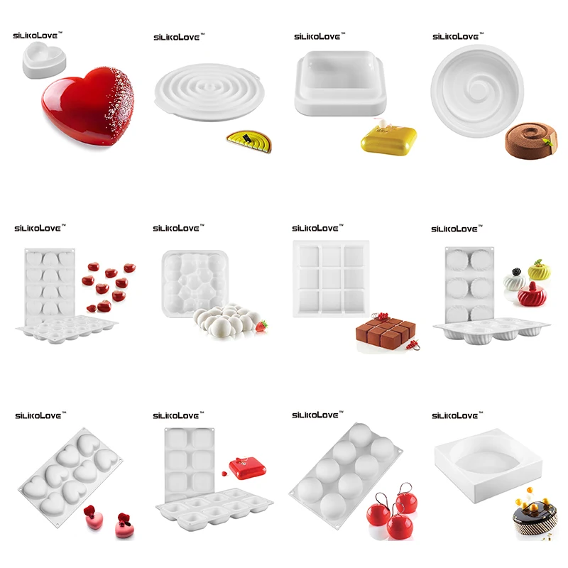 SILIKOLOVE font b Christmas b font Gift Baking Molds Non Stick 3D FDA LFGB Round Square
