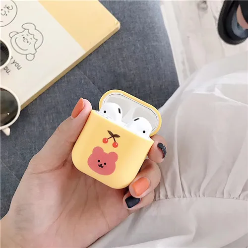 d Красный вишневый Медведь наушники зарядный чехол для apple airpods беспроводной bluetooth гарнитура Чехол air pod Силиконовое мягкое покрытие кожи - Цвет: d
