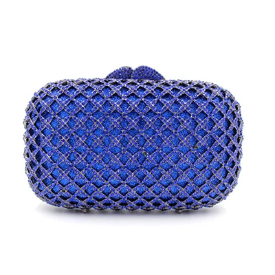 Синий Синяя Подарочная коробка, металлический клатч Minaudiere, красные вечерние сумочки с кристаллами, Женская светская вечерняя сумка на выпускной бал, свадебные клатчи, Свадебный Кошелек - Цвет: Синий
