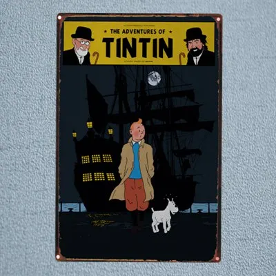 Tintin мультфильм кино жестяная вывеска металлическая пластина железная живопись детская комната настенный бар домашнее искусство Ремесло Декор 30X20 см DU-1078 - Цвет: DU1083
