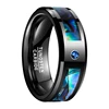 Men Women Wedding Band Ring Black Tungsten Abalone Shell Tungsten Steel Ring with Blue CZ Stone Finger Jewelry AAA Quality ► Photo 2/6