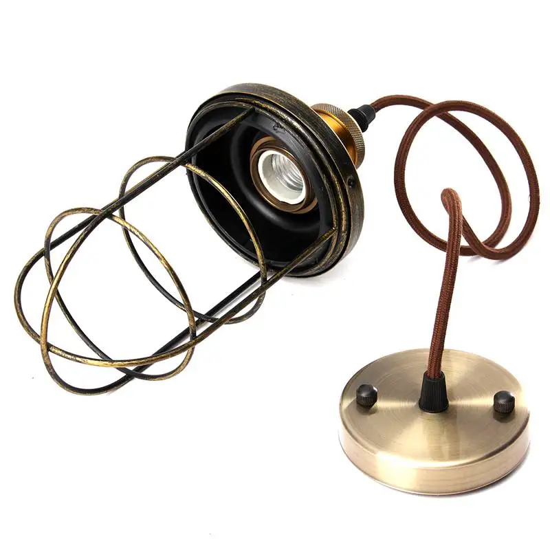 

Retro Iron Edison Vintage Lampshade Ceiling Light Fitting Lamp Guard Wire Cage Bar Cafes Decor Lamp Cover Lamp Base 105x200mm