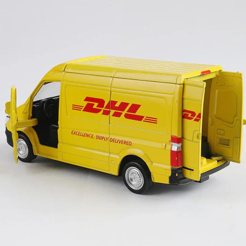 1/36 scale15 см желтая грузовая машина игрушка из металлического сплава коммерческий автомобиль Экспресс-DHL с оттягиванием Diecasts модель грузовика Коллекция подарков