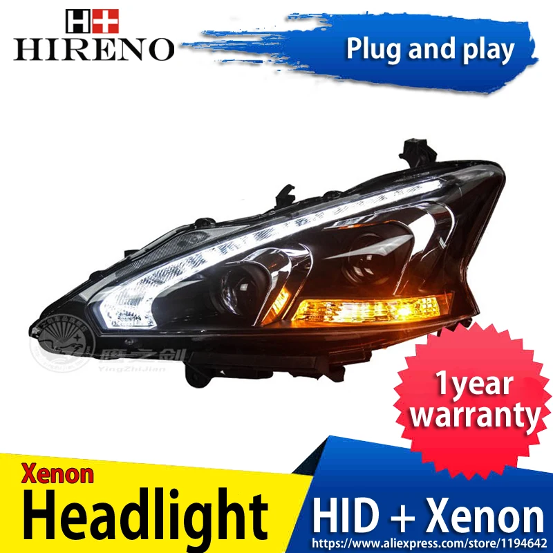 Hireno фары для 2013- Nissan Altima Teana передних фар сборки светодиодный DRL ангел объектив двойной луч ксеноновые 2 шт