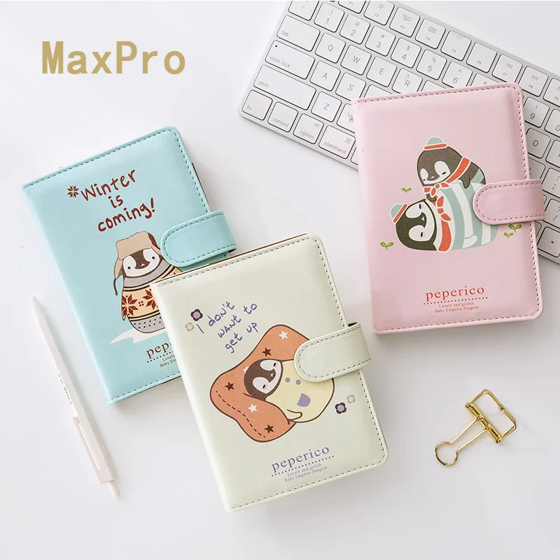 cute penguin hardcove notebook kawaii diary with color and lined paper