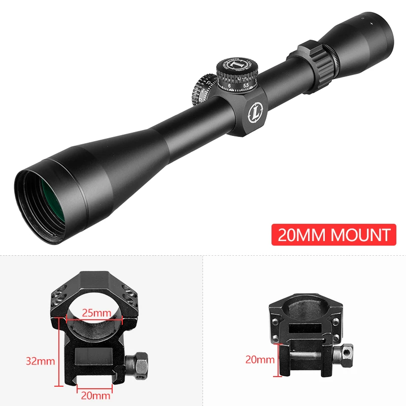 6-18x40 прицел 4-12x40 Mil Dot тактический прицел оптический прицел 3-9x40 охотничьи прицелы для страйкбола пистолет с креплением - Цвет: 3-9x40 20mm