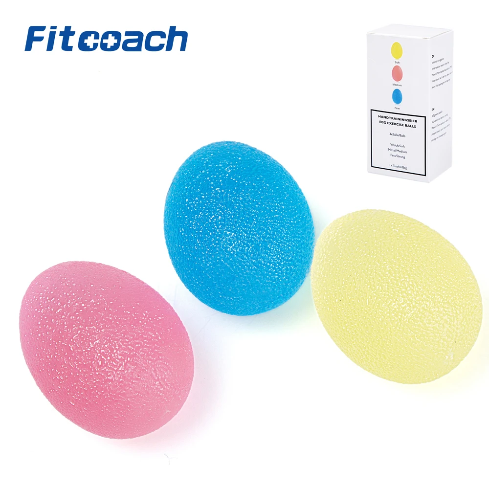 

Finger and Grip Strengthening Therapy Stress Balls,3 Colors Resistance Squeeze Eggs,Home Exercise Kits Hand Exercise Balls