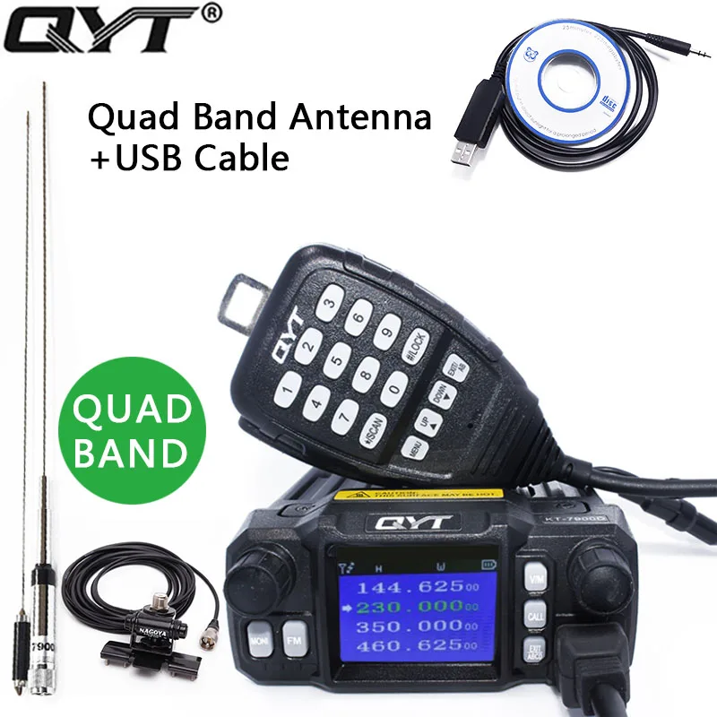 QYT KT-7900D Quad Band 136-174 МГц/220-260 МГц/350-390 МГц/400-480 МГц мобильное радио для Автомобильная радиоантенна QYT KT7900D 4 двухдиапазонный радиоприемник