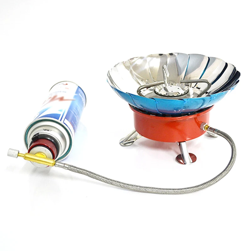 

Camping Gas Stove Butane Steel alloy 4000BTU Adapter Outdoor Windproof Lotus-Shaped Cookware Durable