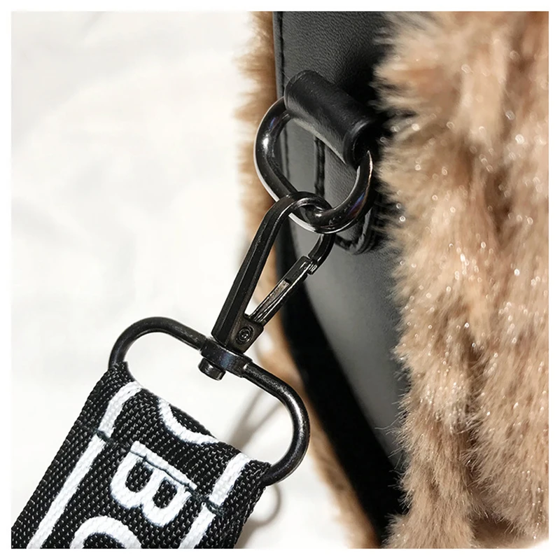 Winter Women New Hairy Bag Tote Shoulder Satchel Bags Korean Small Square Broadband Turn Lock Warm Plush Sweet for Girls SS3507 (10)