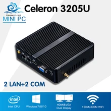 Mini Desktop Computer Celeron 3205U Mini PC High Quality Win 10/8/7 Linux 2*Lan Mini Computador Wifi HTPC TV box 2*Com
