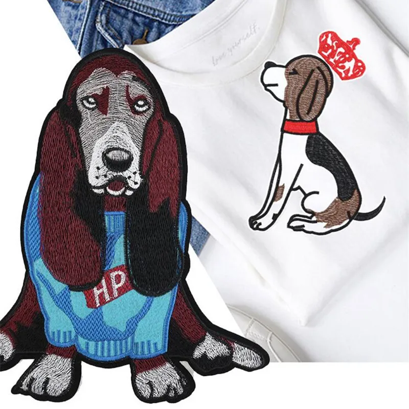 Dogs parches Embroidered Sew on Patches for Clothing DIY Stripes Clothes Stickers Custom Badges