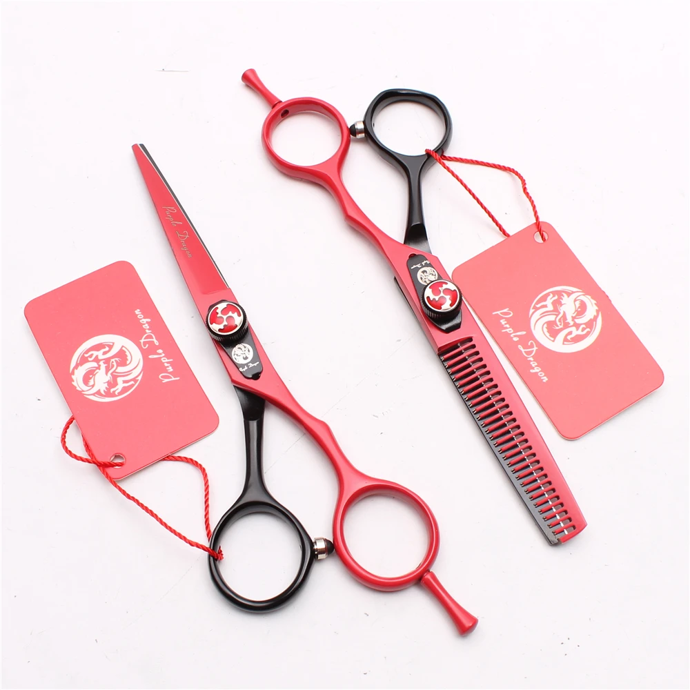 

Z1018 5.5" 16cm Red JP 440C Purple Dragon Professional Hairdressing Scissors Cutting Shears Thinning Scissors Hair Styling Tools