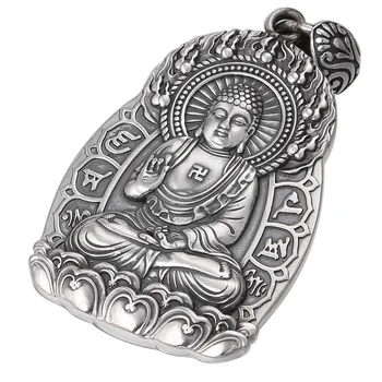 

925 pure silver restoring ancient ways is the mythical wild animal six words Buddha great day character tags popular pendant