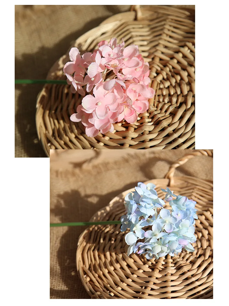 pink silk hydrangeas artificial flowers wedding flowers for bride hand silk Hydrangea fake flowers white home decoration (12)
