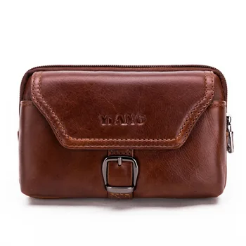 

Men Bags Genuine Leather Men's Waist Bag famous brand fashion Cell Phone Case Bag Male Hook Belt Fanny Pack wallet