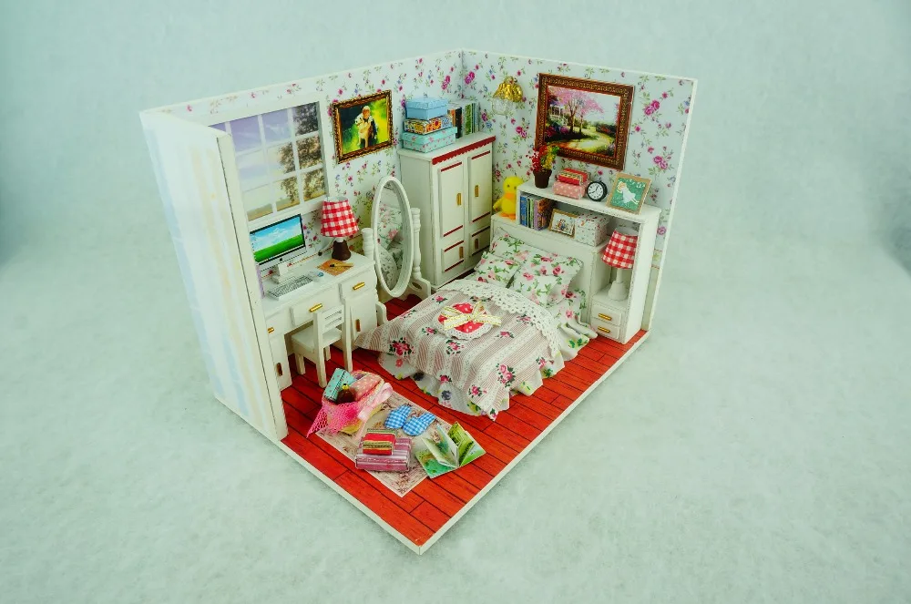 Собрать сделай сам игрушка кукла дом деревянный Miniatura кукольные домики миниатюрный кукольный домик игрушки с мебелью светодиодный свет