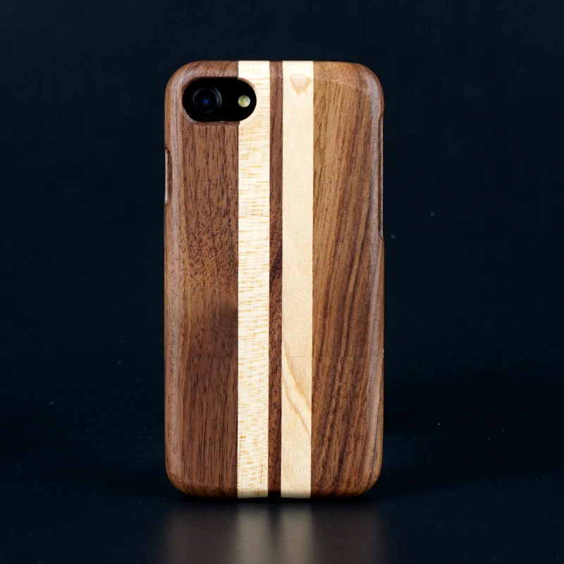 Natural wood phone case walnut pear wood stitching phone