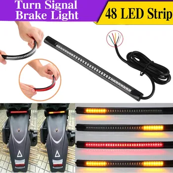 

2018 1 Pcs Flexible 48 LED Motorcycle Light Strip Tail Brake Stop Turn Signal License Plate Light CSL88