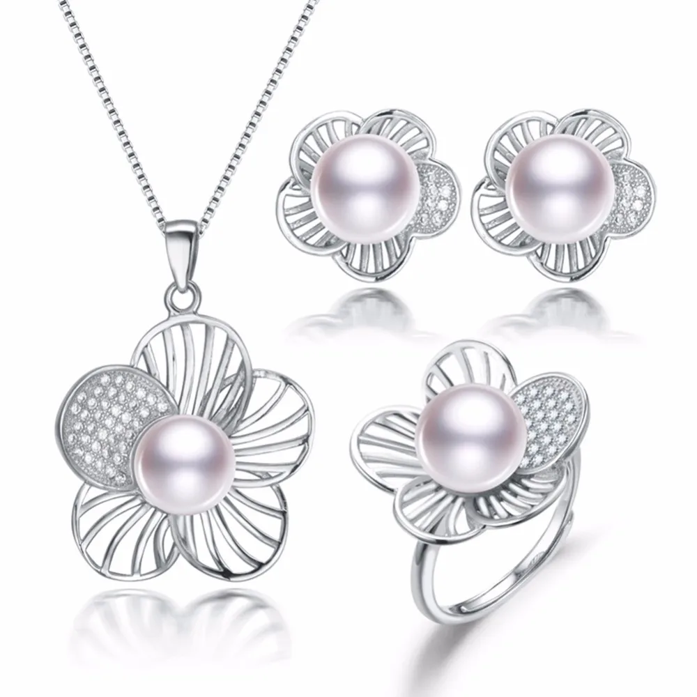 

Lateset Designs Freshwater ring, pendant and earring pearl jewelry set real cultured genuine pearl set