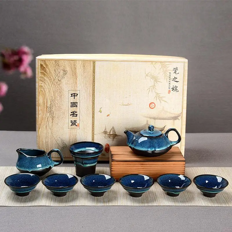 Подарочная коробка Чай комплект чайник чашки Gaiwan Китайский кунг-фу Чай наборы посуды Портативный Чай комплект керамический гайвань набор мастер Чай горшок - Цвет: i