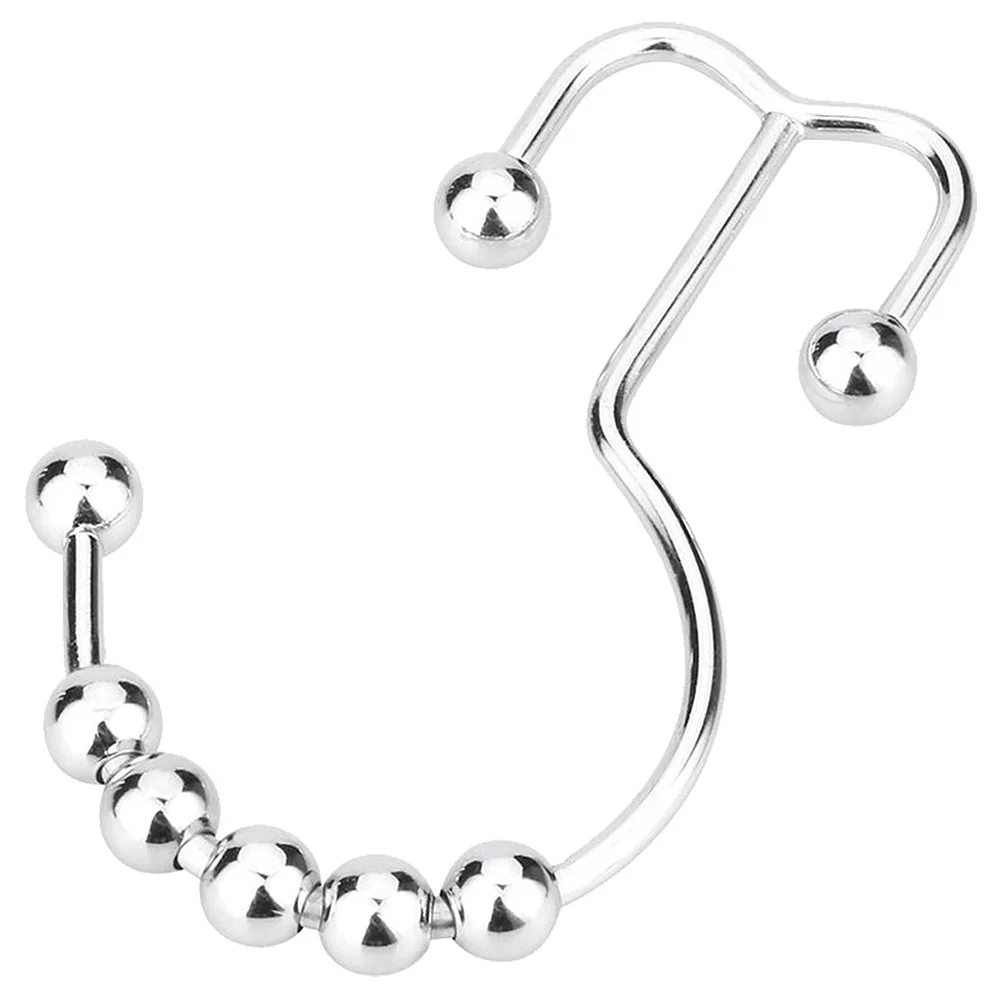 12 шт. нержавеющий двойной скользящий крючок для занавески ванной комнаты и душа