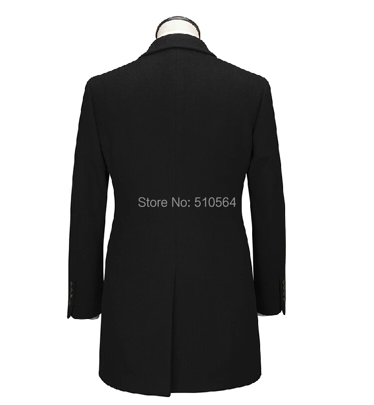 Изготовленный на заказ мужской классический кашемир средней длины черное пальто формальная и повседневная куртка