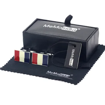 

MeMolissa Display Box Ethnic Mens Cufflinks French Flag Design Cufflinks Red & White & Blue Stripes Design Free Tag & Wipe Cloth