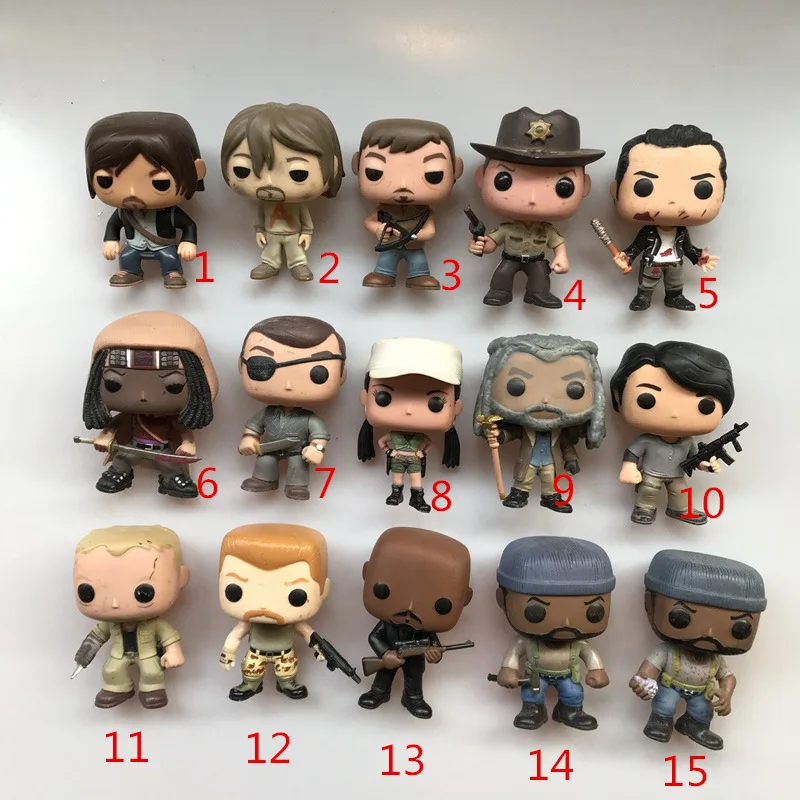 Funko pop используется Walking Dead Tyreese, Rosita, Daryl, Michonne, Rick, Negan Виниловая фигурка Коллекционная модель игрушки