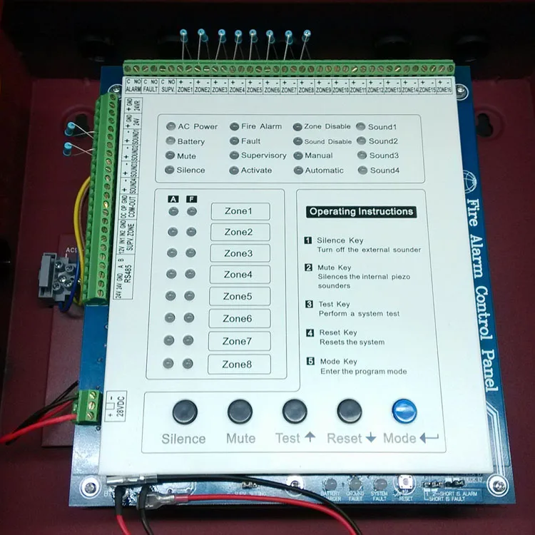 Противопожарная металлическая панельная тревога панель управления противопожарный Контролер с 8 зонами