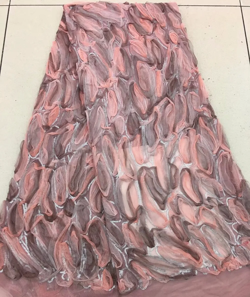

3D Lace Fabric chiffon Applique Flowers Dentelle Tulle Lace Fabric Polyester Embroidered African Lace Fabric