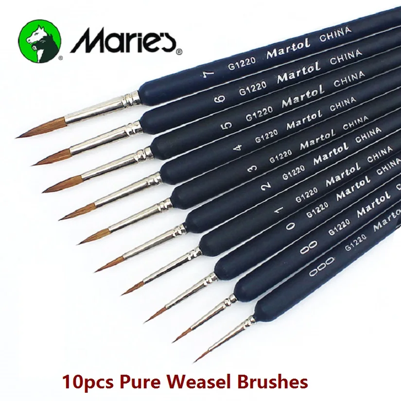 10 шт./лот высококачественные кисти для волос Marie's Weasel кисть рисования