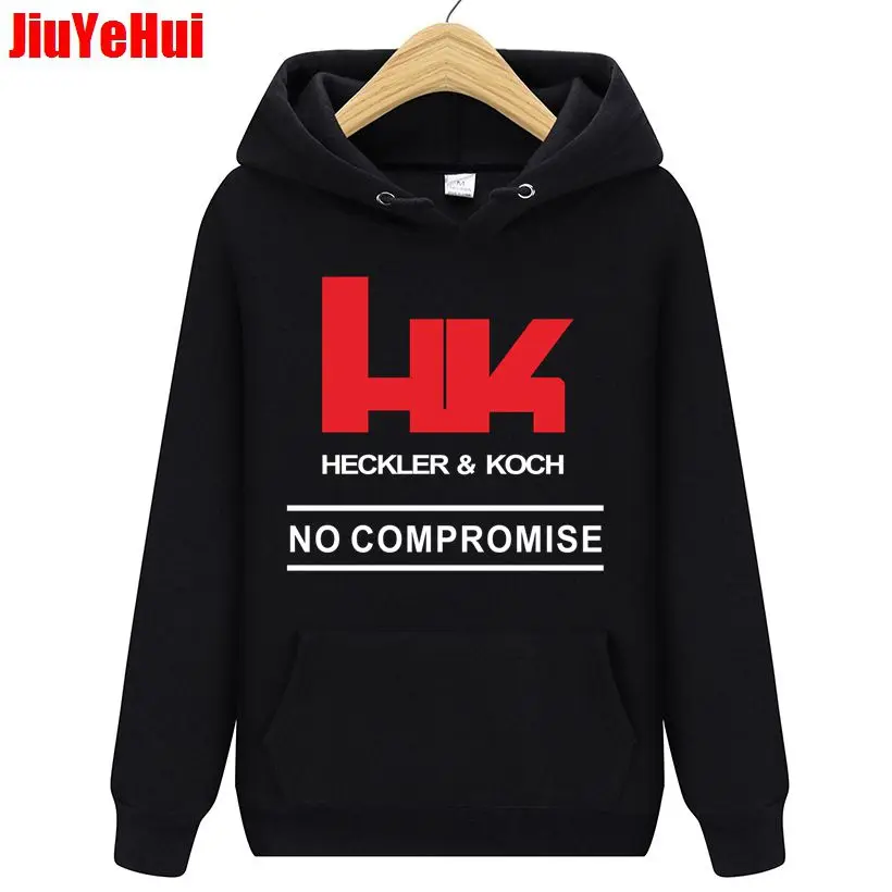 

NEW Spring Autumn Mens Sweatshirts HK Logo Heckler Koch Firearms No Compromise Man Hoodies New Color Men Hoodies male