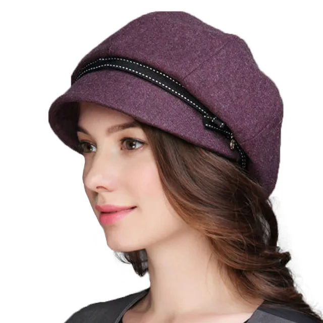 FS Women Hat Beret Winter Wool Felt Berets Brim Boina Vintage Female