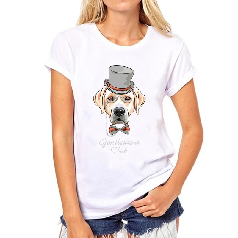 

2019 NEW Summer T Shirts Womens Tshirts Female girls Tops Tees T-Shirts 3d womans gentleman dog white black Short sleeve c768