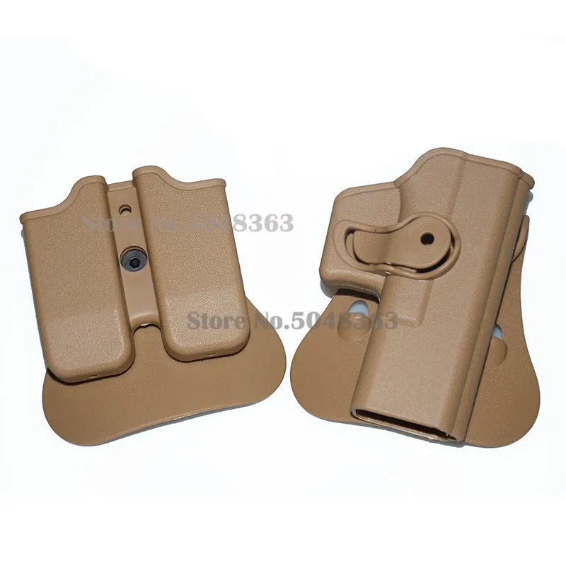 

IMI Quick Release Glock 17 19 Holster Right Hand Belt Loop Paddle Platform Gun Pistol Holster with Magazine Clip Pouch For GLOCK