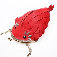 SJ Для женщин кожа Сумки на плечо цепи сумка Италия Ремесленная мультфильм 3D золотая рыбка Детские весы папку тенденции моды один