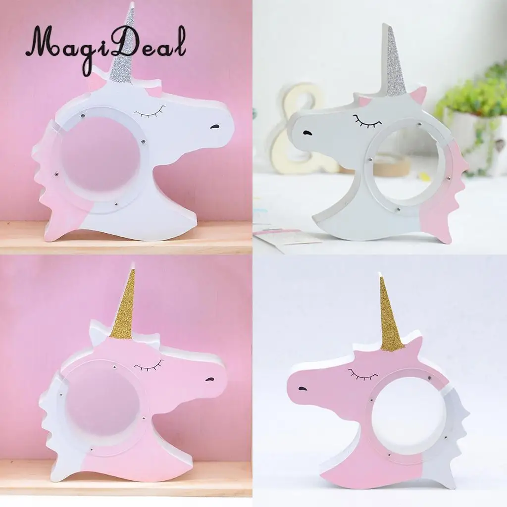 Cute Unicorn Style Baby Child Christmas Gift Wooden Cartoon Coin Bank Money Boxes Piggy Bank For Kids Birthday Gift Decor