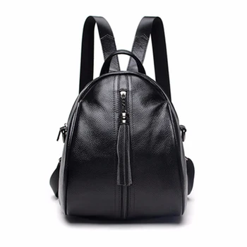 

2019 new top layer leather women Rucksack shoulder bag dual-use multi-function tassel Knapsack shoulder bag women's backpack