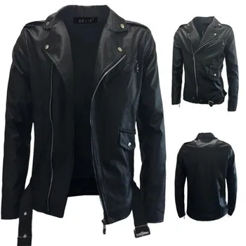 

New Winter Men's Leather Jacket Coat Classic Leather Motorcycle Casual Clothing chaqueta cuero hombre Moto Vintage Black White