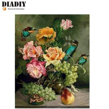 Полный квадратный алмаз 5D DIY Алмазная картина фото на заказ "Цветы и птицы" 3D вышивка крестиком Мозаика Декор
