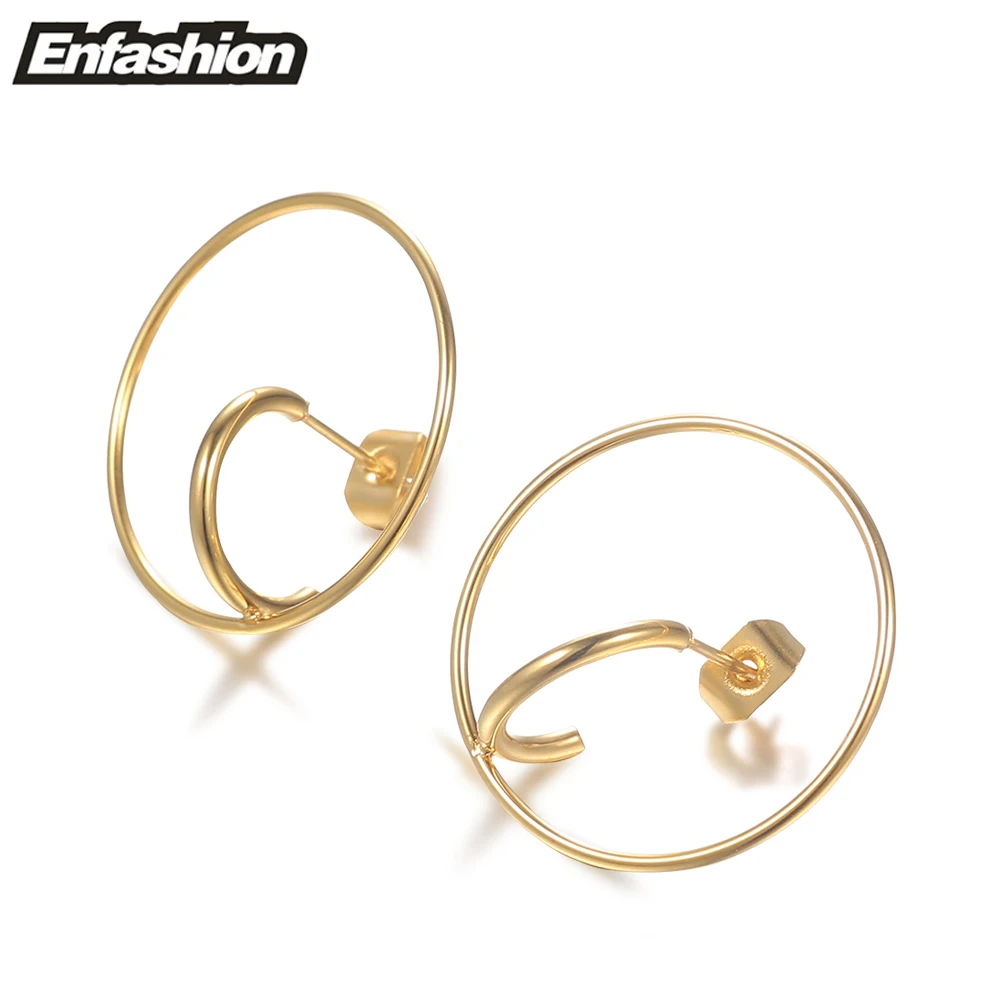 Женские сережки гвоздики Enfashion из нержавеющей стали золотого цвета|stainless steel stud